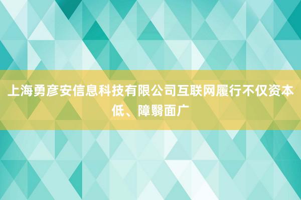 上海勇彦安信息科技有限公司互联网履行不仅资本低、障翳面广